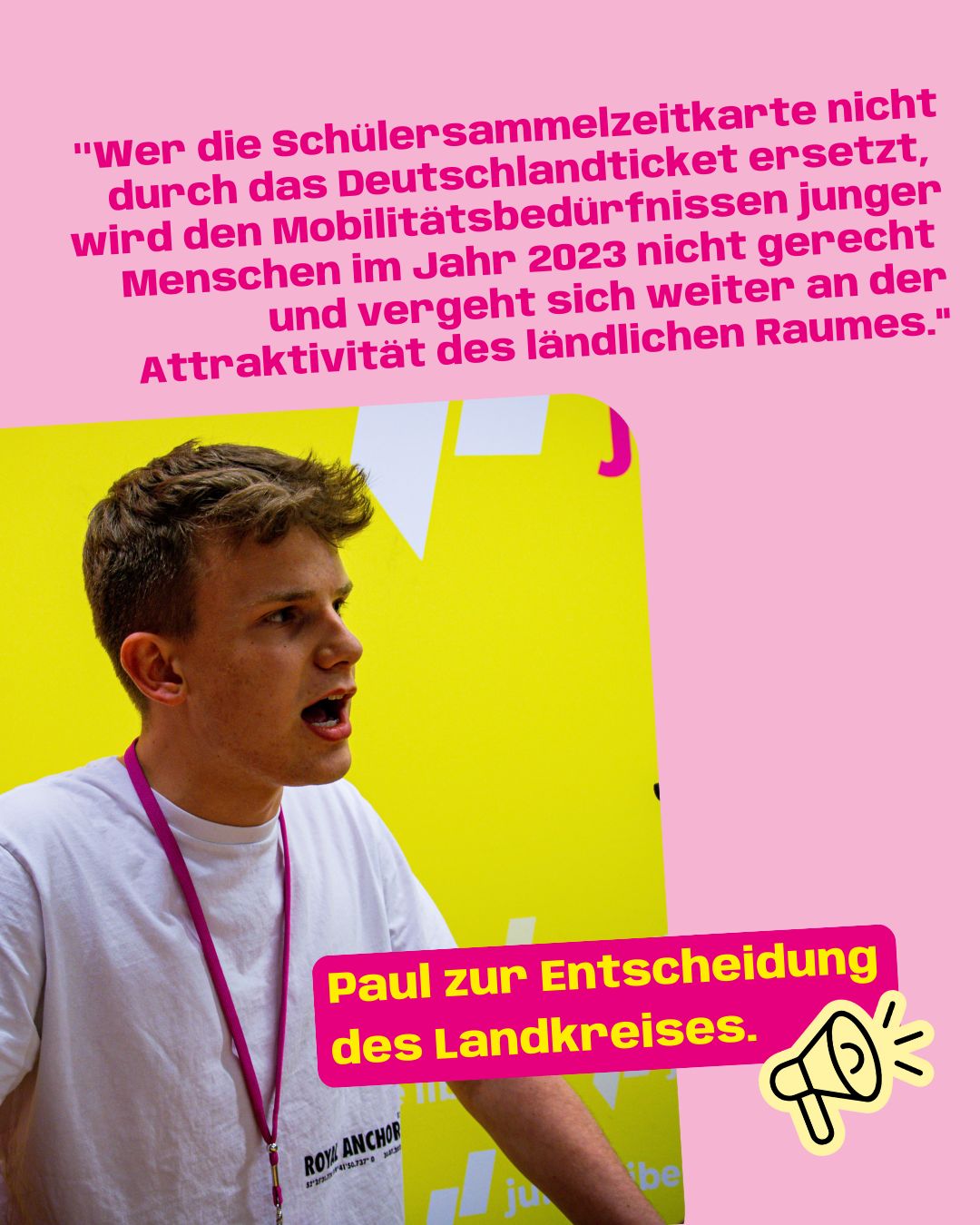 Paul Lanwer fürht aus, dass der Landkreis wird den Mobilitätsbedürfnissen junger Menschen im Jahr 2023 nicht gerecht werde